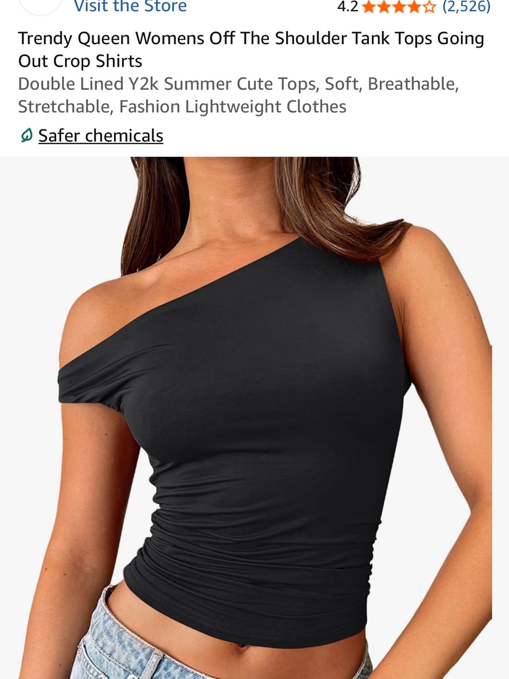 Women’s One-Shoulder Black Crop Top by